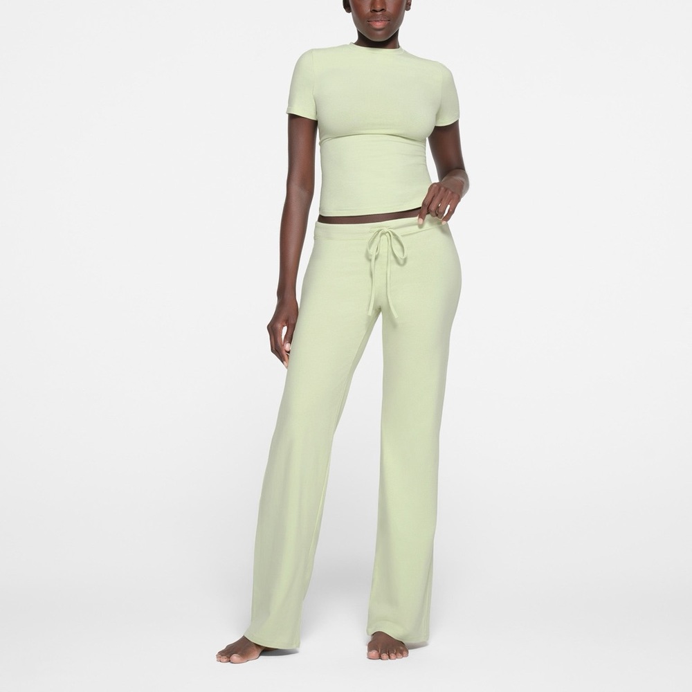 skims pistachio cotton jersey straight leg pants
